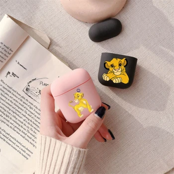 

Cartoon Lion King Clear Earphone Case For Apple AirPods 2 1 Soft Matte Pink Protective Cover Animal Pattern Charging Box Coque