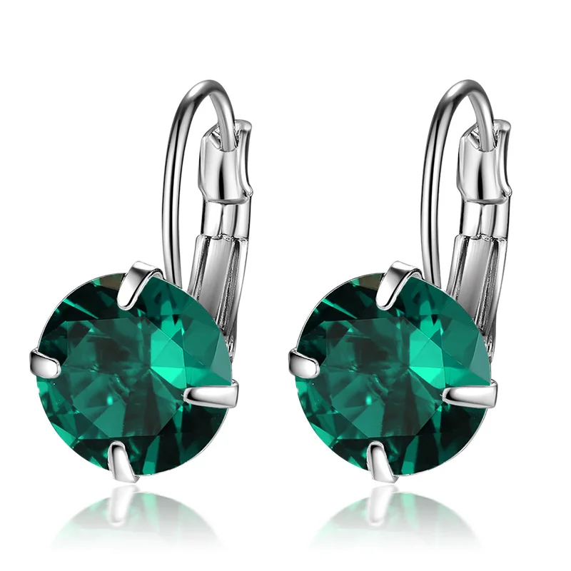 Circle Earring Fashion Shining round cubic Zircon high quality gold filled hoop earrings for women Anti-allergy Earings - Окраска металла: green
