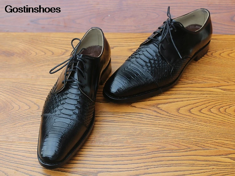 Туфли мужские деловые ручной работы деловая обувь из кожи питона страуса с