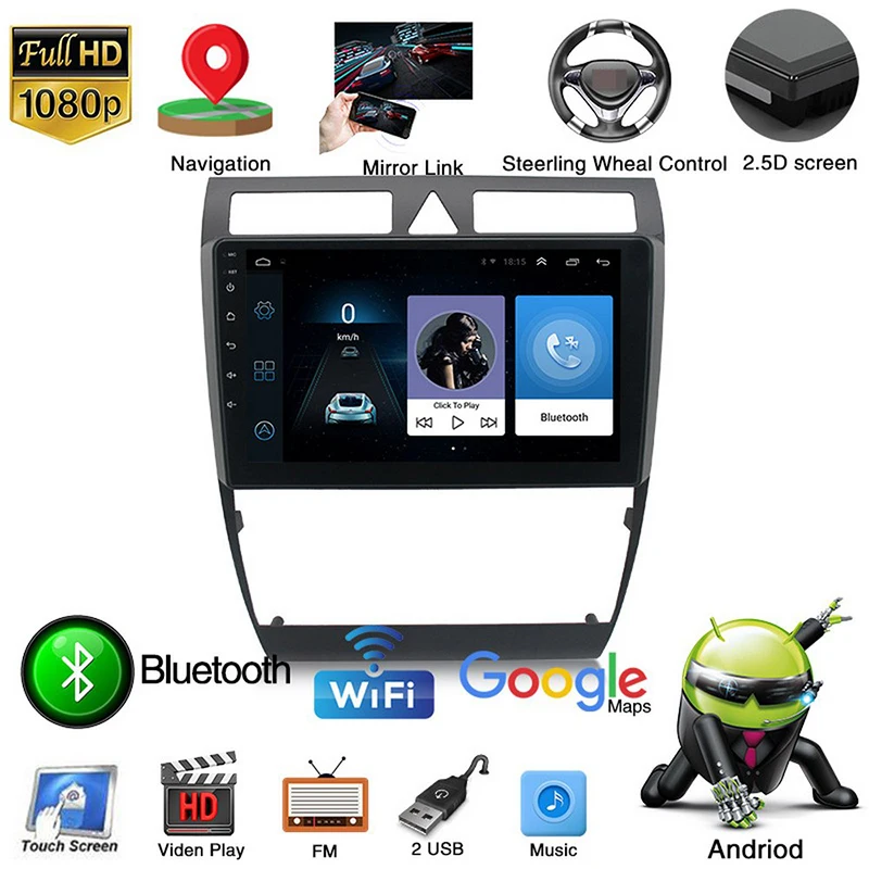 

Wifi 1+16G/2+32G 2din Android9.1 Car Multimedia Player for Audi A6 Navigation 9" Touch Screen Auto Stereo Car Gps Bluetooth FM