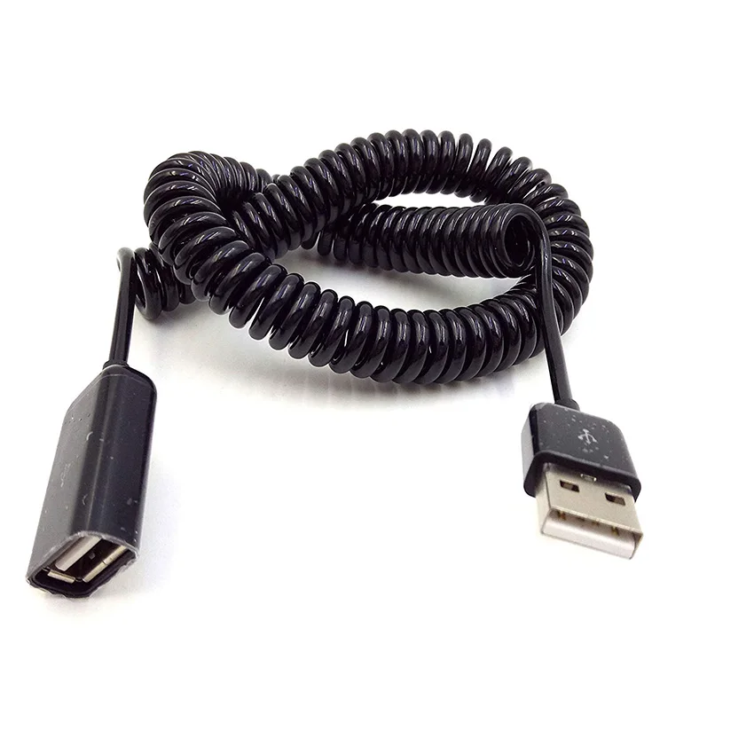 10 футов 3 м Спиральный USB 2,0 A штекер для USB A Женский удлинитель спиральный кабель шнуры