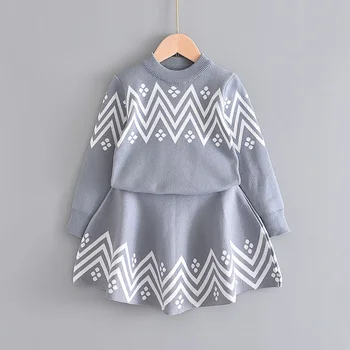 

Menoea Girls Clothing Sets Fashion Clothes Long Sleeve Geometric Coats+Skirt 2PCS Children Kids