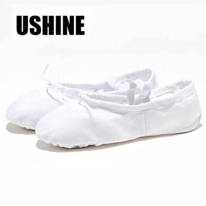 USHINE белый Zapatos De Punta балетная танцевальная обувь для девочек на плоской подошве
