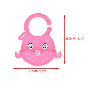 

Cute Baby Silicone Rice Pocket Cartoon Puffer Fish Soft Adjustable Saliva Bib