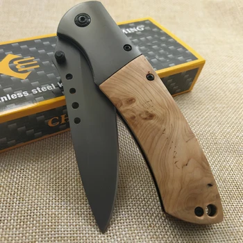 

8.2'' Pocket Hunting Camping Knife Tactical Folding Knife 440C Steel Blade Survival Outdoor Knives Wood Handle knife tools EDC