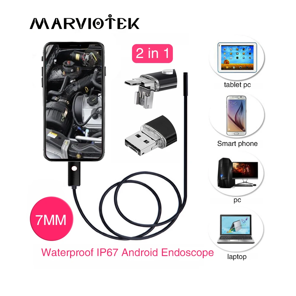 Камера Эндоскоп HD Водонепроницаемая с Wi Fi 7 мм USB|Камеры видеонаблюдения| |