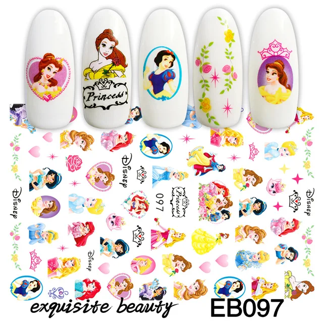 1PCS Disney Cartoon Anime Collection Star Design Nail Sticker Mickey Mouse Donald Duck Lion King Mermaid Stitch Nail Slider EB097