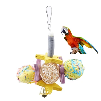 

2019 Parrot Toys Wooden+Alloy Birds Standing Chewing Rack Toys Bead Ball Heart Star Shape Parrot Toy Bird Toys Accessories