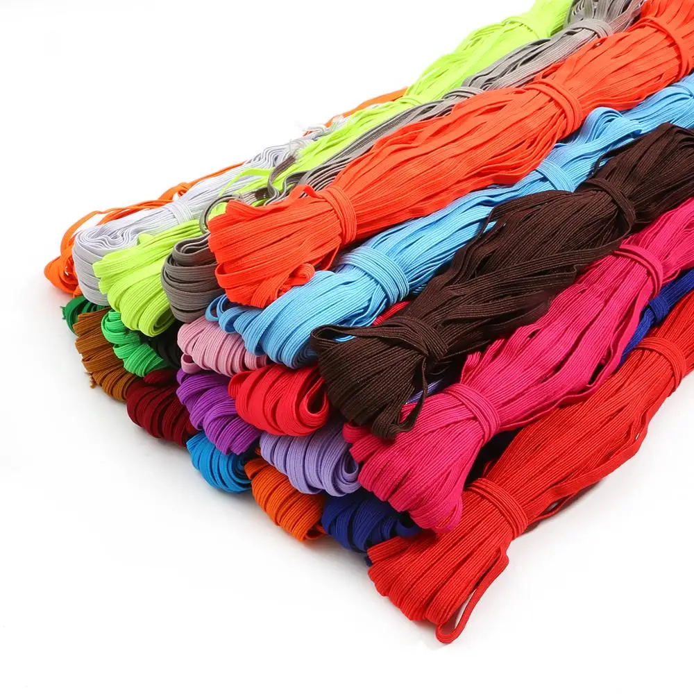 5M 6 millimetri Multi Colori Piatto Elastico Cavo di Filo di Corda di Gomma Banda Poliestere Fasce Elastiche Per FAI DA TE Cucito accessori