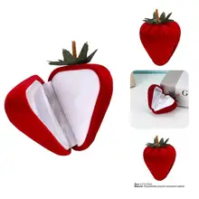

Excellent Earring Studs Box Compact Strawberry Shape Elegant Women Earring Studs Ring Box Ring Display Box Jewelry Box