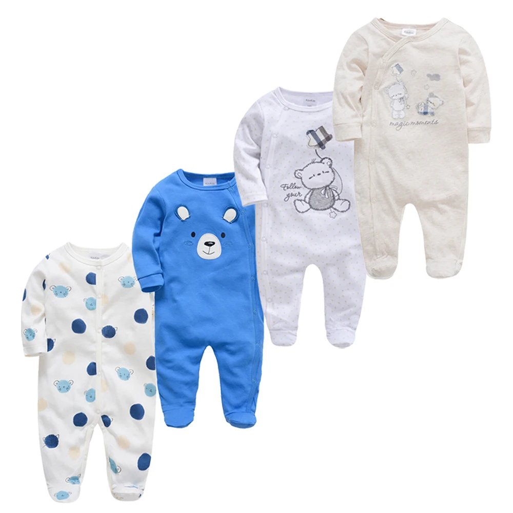 Kavkas Baby Boy Rompers 3 4 Pcs/lot Newborn Cotton Girls Clothes Long Sleeve Summer Soft Jumpsuit O-neck 0-12m Onesie Clothing