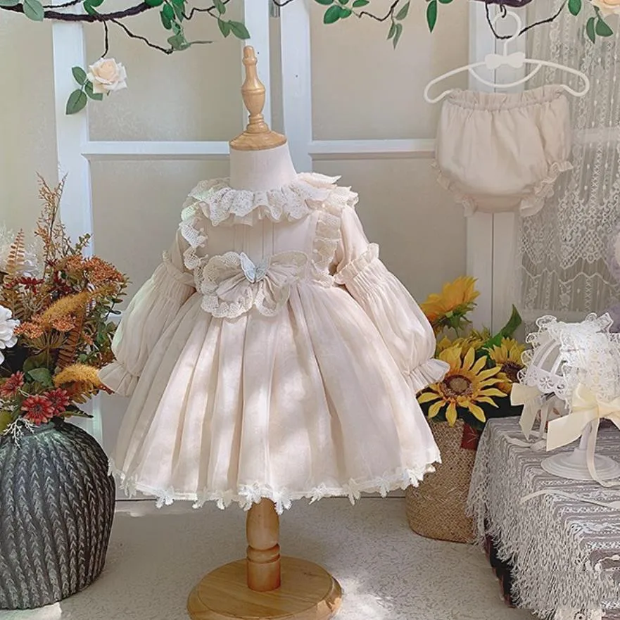 children dress 2PCS Summer Spanish Princess Ball Gown Bow Print Sleeveless Vintage Birthday Party Easter Eid Girl Lolita Dress For 12M-6T Y3041 cute baby dresses online