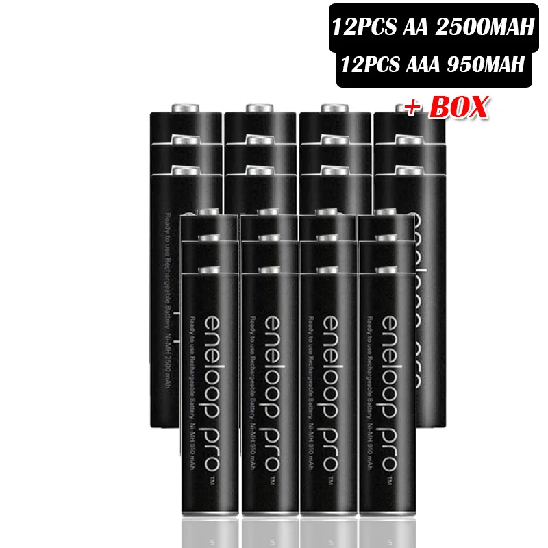 Panasonic AA Ni-MH аккумуляторная батарея+ AAA батарея(aa 2500mAh и aaa 950 mAh) для фонариков камеры дистанционного управления игрушки - Цвет: 12pcs AA 12pcs AAA