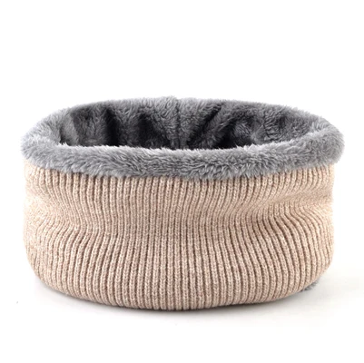 Striped peaked cap Winter hats for Men Solid color Knitted wool Beanies Thick Warm Velvet hat Scarves set Skullies Bonnet - Цвет: scarf BE
