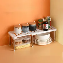 Retractable Shelf Stackable Sliding Rack Organizer Shelfs Kitchen Iron Storage Rack For Cabinets Tableware Countertops For Home