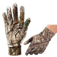 Противоскользящие перчатки для рыбалки, стрельбы, охоты, упругие, на открытом воздухе, с сенсорным экраном, бионические, камуфляжные, полные перчатки, камышовые, камуфляжные перчатки