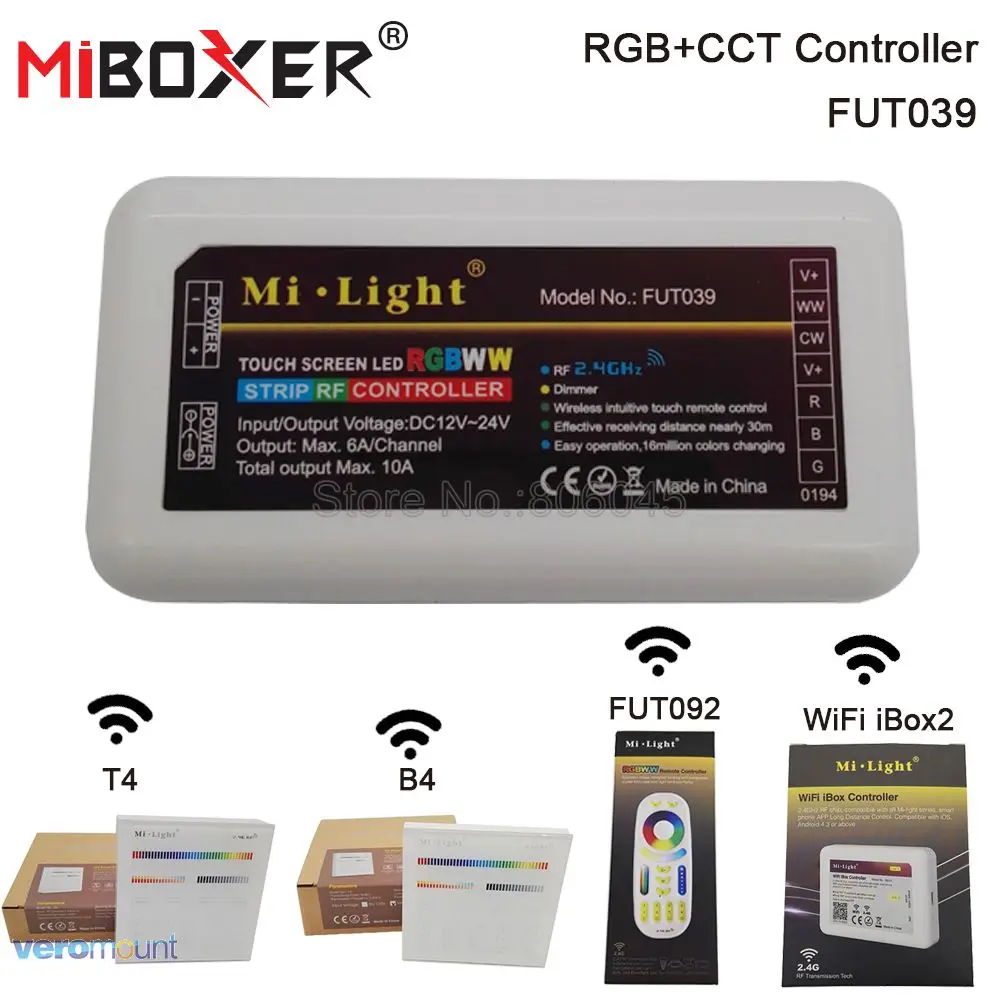 Miboxer FUT039 RGB + CCT светодиодный контроллер 2 4G 4 зоны RF беспроводной пульт/панель/WiFi DC12