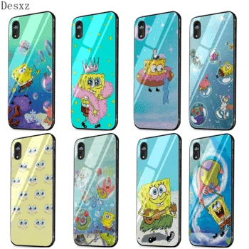 

Mobile Phone Case Glass For iPhone 5 5s SE 6 6s 7 8 Plus X XS Max XR Cover Sponge Bob-2 Shell Protection