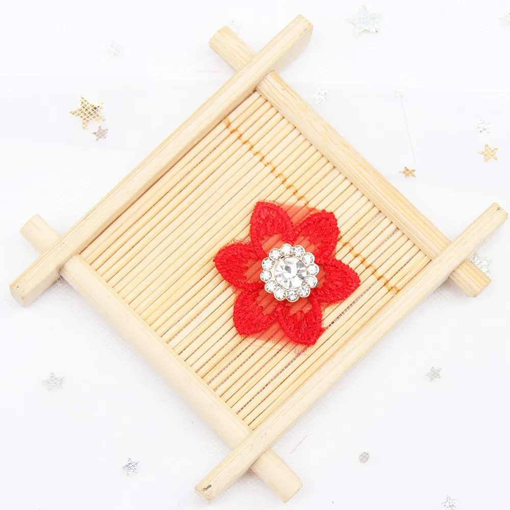 235 red Cheer Bows 10pcs/bag Lace Flowers Patches Pearl Rhinestone Accessories DIY Headwear Accessories Dress Decor Supplies - Цвет: 235 red