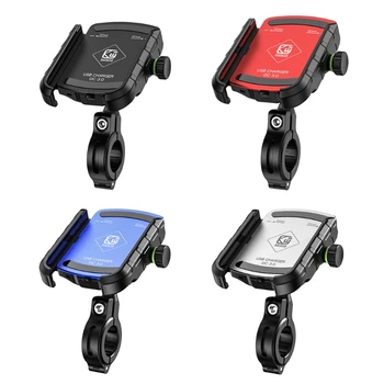

Waterproof 12V 24V Motorcycle Mobile Phone Mount Stand Holder with QC3.0 USB Quick Charger Motorbike Handlebar Mirror Base