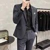 Men's Suit Jacket with Pant Formal Slim Fit Business Work Wedding Stage Tuxedo Fashion Best Men Social Dress Suit 2 Pieces Sets 1