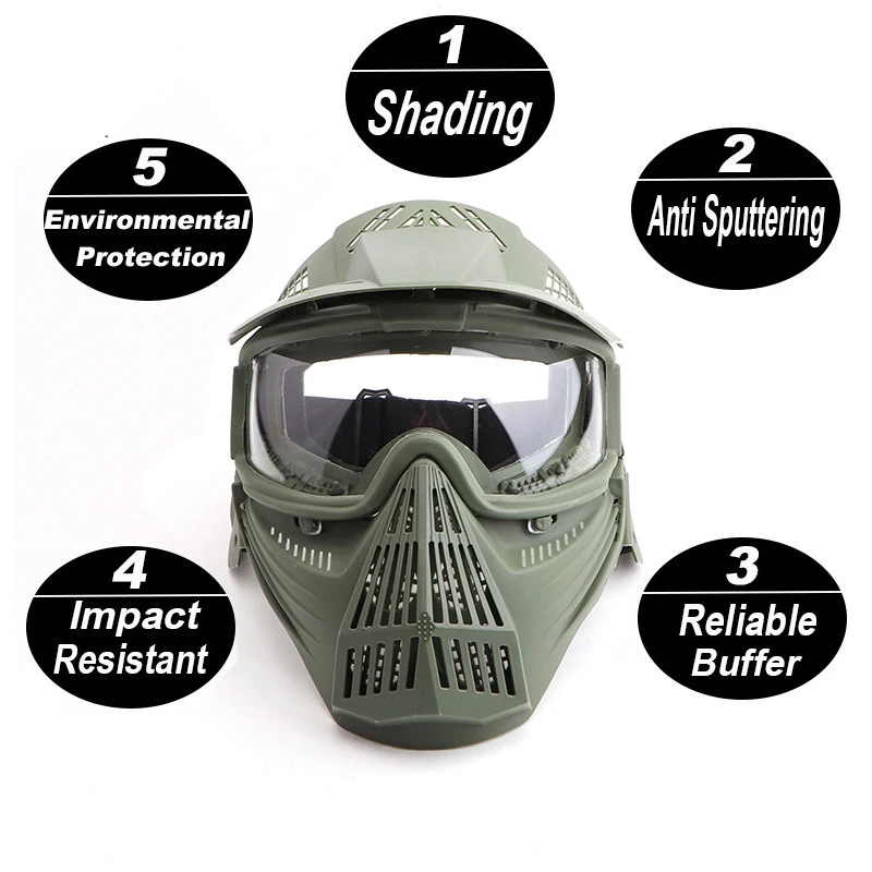 AIRSOFTA Military Tactical Airsoft PC Lens Mask Outdoor Hunting Field Paintball BB Gun Shooting Protective Safety Goggles Mask