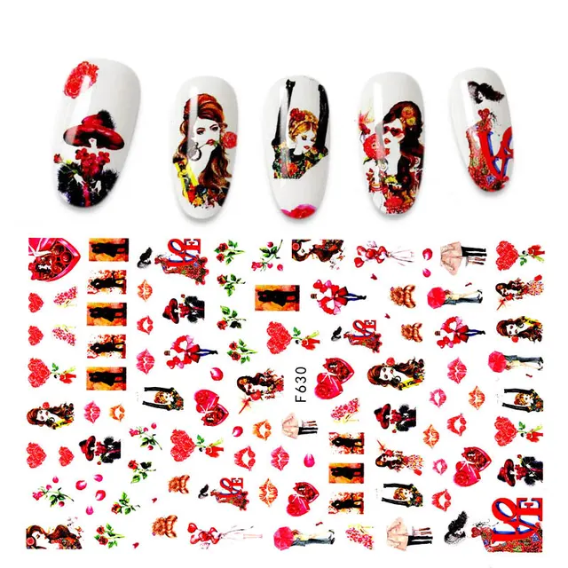 The New 3D Nail Sticker Cool English Letter stickers for nail Foil Love Heart Design Fashion Manicure Stickers A140300