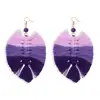 Macrame feather earrings purple