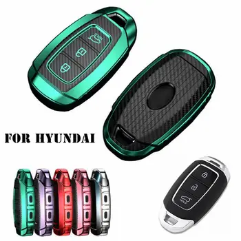 

1 Pcs Carbon TPU Car Key Case Cover Key Holder For Hyundai Santa Fe Accent Elantra GT Veloster