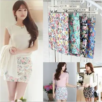 

Autumn Women Fashion Skirt Small Floral Chinese Skirt Step Printed Bag Hip Skirt Half Length Saias Mujer