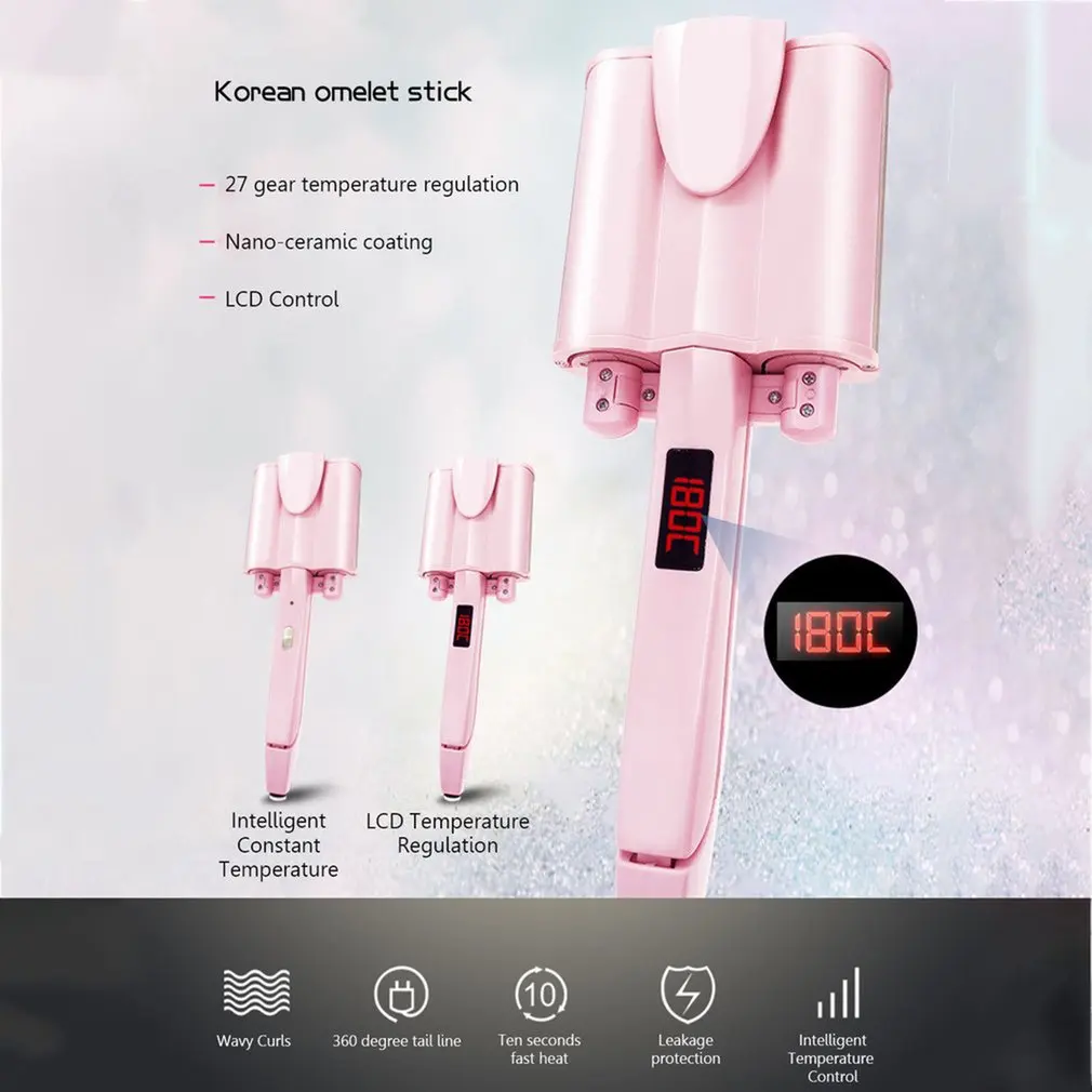 Multi-Function Egg Roll Bar Water Ripple Hair Curler Big Roll Egg Head Three Stick Wave Portable Hair Curler