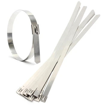

WSFS Hot 10 pcs 0.39" x 15.75" Stainless Steel Metal Cable Zip Tie Wrap Exhaust Straps