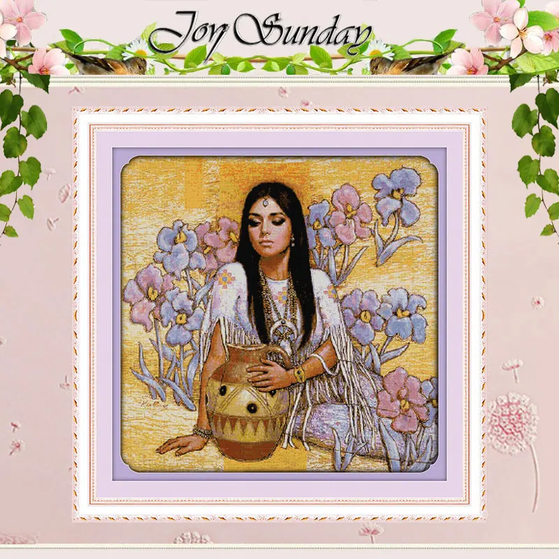 

Набор для вышивки крестиком 11CT 14CT, Набор для вышивки крестиком с изображением красавиц и керамических горшков (2)