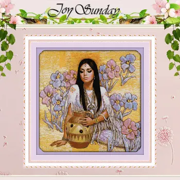 

The beauty and ceramic pot (2) Counted Cross Stitch 11CT 14CT Cross Stitch Set Wholesale Cross-stitch Kits Embroidery Needlework