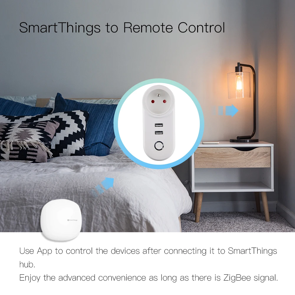 FR ZigBee3.0 двойной USB беспроводной разъем SmartThings приложение дистанционное управление эхо плюс Голосовое управление работа с Alexa Google Home