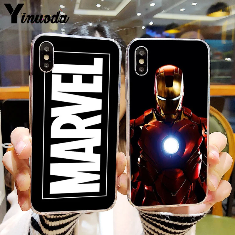Yinuoda Дэдпул Железный человек Марвел Мстители чехол для телефона iPhone 8 7 6 6S Plus 5 5S SE XR