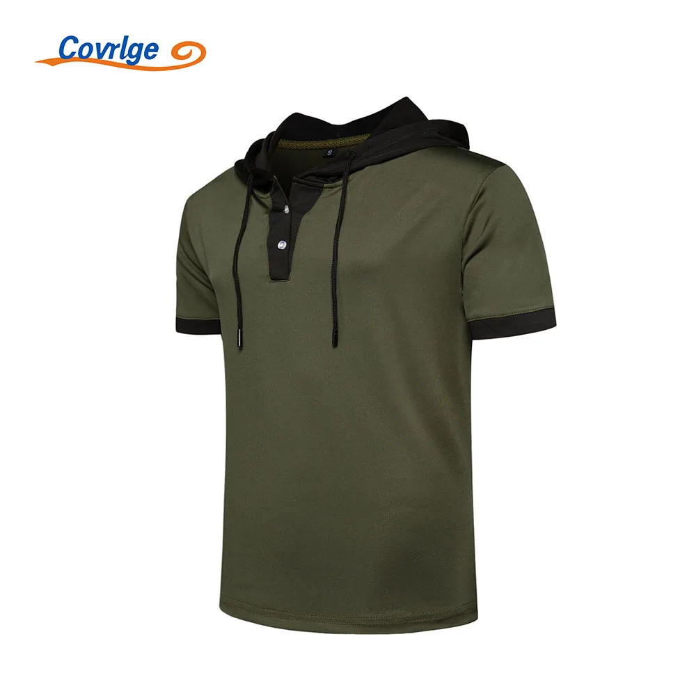 

Covrlge New Fashion Mens High Quality T-shirts Hooded Stitching Breathable Comfortable Ports Leisure Daily All-match Top MTS686