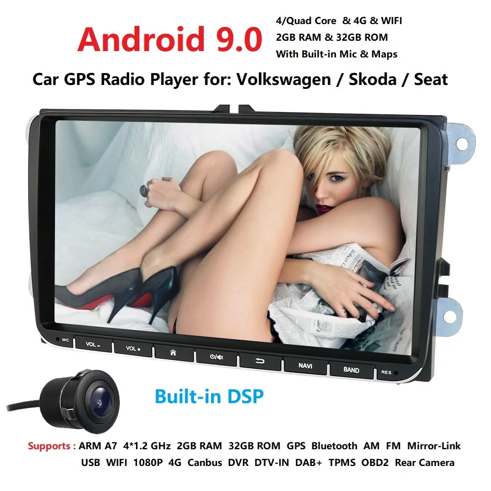 1080P 2din Android 9,0 Восьмиядерный 4G 32GB Автомобильный NODVD для VW Passat CC Polo GOLF 5 6 Touran EOS T5 Sharan Jetta Tiguan gps Радио bt