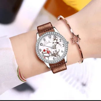

Classic Women Watches Christmas Gift Snowman Printed Stylish Digital Watch Simple Casual Fashion Calendar Ladies Watch Reloj New