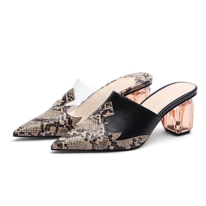 

2020 Sexy Pointed Toe Women Strange High Heeled Pumps Animal Prints Basic Shoes Woman Spring Summer Plus Size Slippers