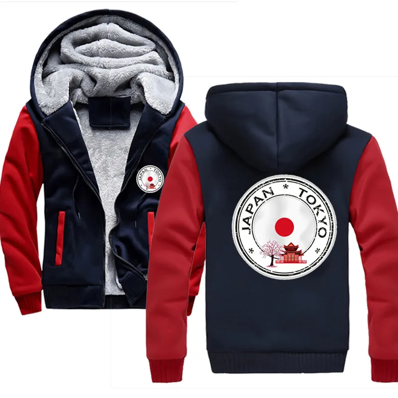 Red blue Мужской спортивный костюм с модным принтом в японском стиле, забавный мужской спортивный костюм с капюшоном, мужские толстовки и свитшоты больших размеров в стиле хип-хоп - Цвет: Red blue