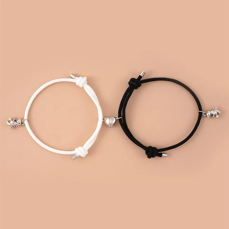 Bracelet Jewelry 2pcs Magnetic Stainless Steel Pendant Charm Couple Bracelets