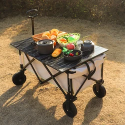 Heavy Duty Utility Folding Hand Carry Wagon Outdoor, Collapsible Folding Garden Carts with Adjustable Push