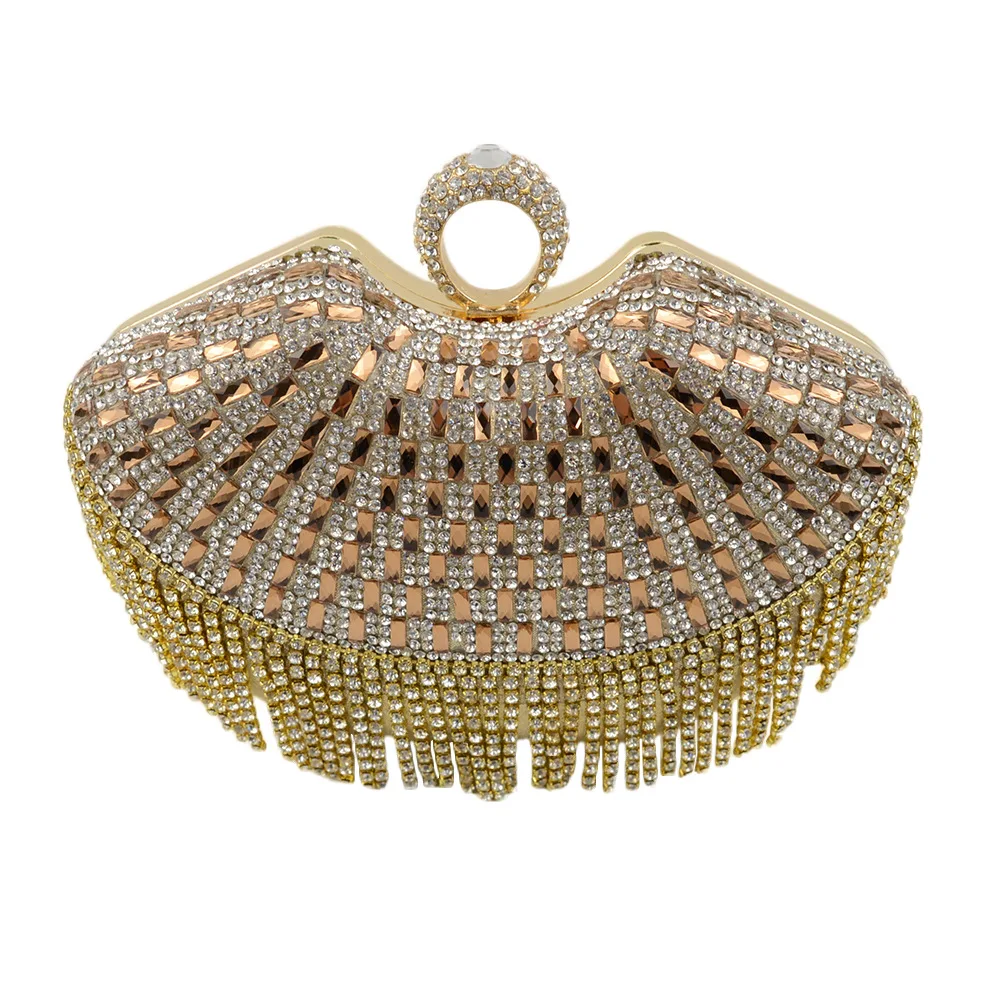 

New Style Europe And America Diamond Evening Bag Tassels WOMEN'S Bag Diamond Set Handbag Bride Annual General Meeting Banquet li