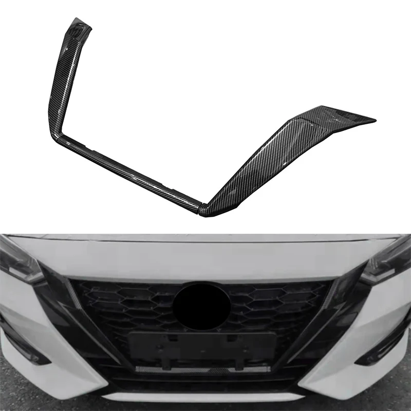 for Nissan Sentra Bluebird Sylphy Almera 2020 2021 Carbon Fiber Front Grille Grills Cover Trim Head Strip | Автомобили и