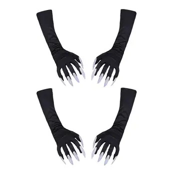 

4Pcs Gloves Horror Party Accessories Cosplay Costume Halloween Glove Long Fingernails Gloves Tricky Gloves Nail Gloves