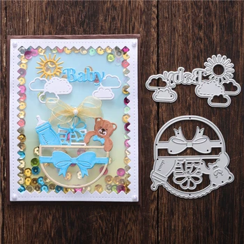 

Kokorosa Baby Word Dies Bear Basket Metal Cutting Dies New 2020 for Card Making Scrapbooking Dies Embossing Paper Stencil