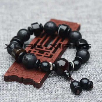 

Drop Shipping Men Agate Bracelets Buddha Beads Bangles black Six-word Rumors Chalcedony Jade Stone Bracelets Fine Jewelry