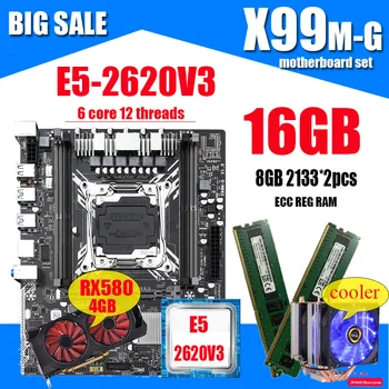 شراءلوحة أم X99 مزودة بمعالج Intel XEON E5 2620 V3 مزوّدة بذاكرة 2*8G DDR4 RECC طراز RX580 مساحة تخزين 4 جيجابايت ومجموعة أدوات تبريد كبيرة SATA 3.0 USB 3.0