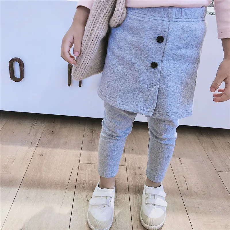 Осенне-зимние теплые хлопковые леггинсы брюки для девочек плотная одежда для малышей леггинсы для девочек леггинсы Дети брюки Одежда для детей - Цвет: B gray